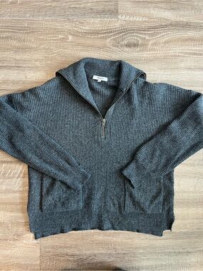 Madewell Women’s medium dark grey quarter zip sweater wool blend